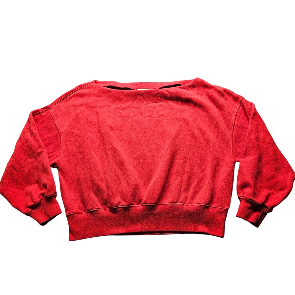 Abercrombie & Fitch Soft A&F Sweatshirt Womens XL Red Boat Neck Fleece Pullover